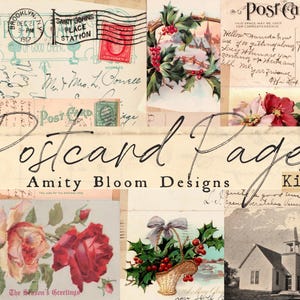 Postkarten Seiten | Dekoratives Vintage Papier Kit | Weihnachts Journal Kit