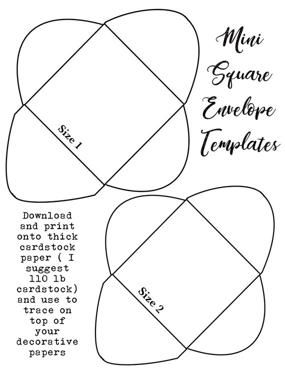 mini square envelope template etsy