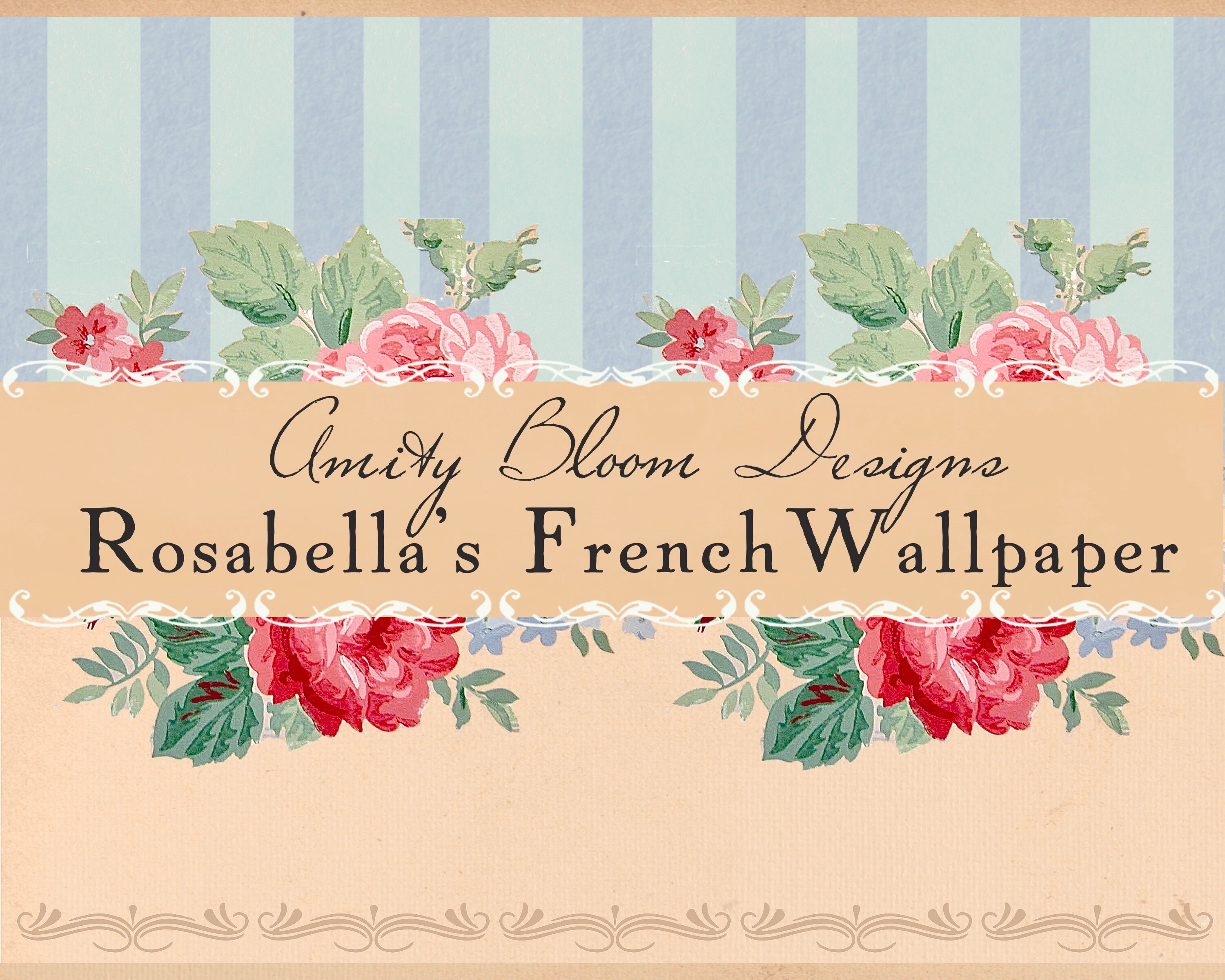 French Roses Background Rosabella's French Floral Wallpaper Kit 1 | Decorative Antique French ...