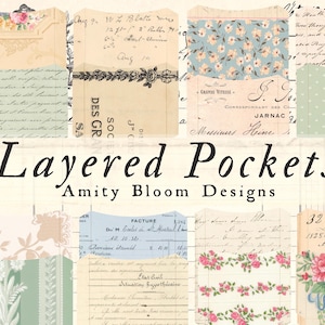 Vintage Layered Pockets | 20 Pockets 2 Sizes | Journal Ephemera