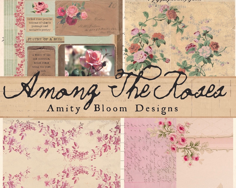 Among the Roses | Vintage Decorative Paper & Journal Artist Kit - Etsy
