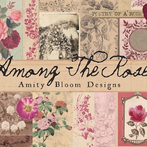 Tra le rose / Kit artistico di carta decorativa vintage e diario
