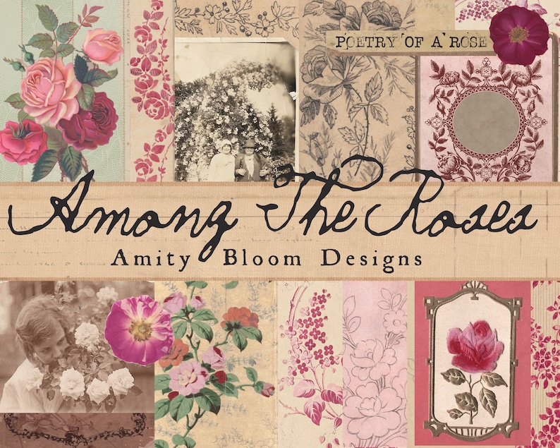 Among the Roses | Vintage Decorative Paper & Journal Artist Kit - Etsy