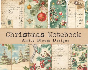 Vintage Christmas Notebook Kit | Decorative Diary & Paper Tag Kit