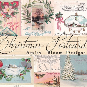 Christmas Postcards | Set Of 30 | Decorative Ephemera Kit