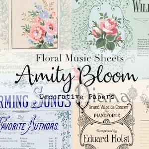 Papel decorativo de partitura floral