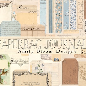 Paper Bag Journal Kit 2 |  3 Sizes | Journal Ephemera Kit with Covers & Hinges