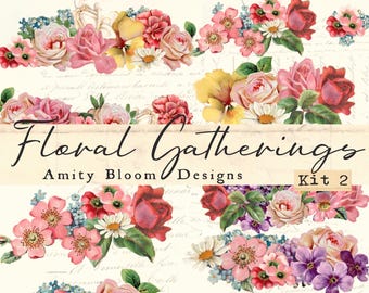 Blomstersamlingskit 2 | Fussy Cut Ephemera | Dagboksdekoration | Papperspyssel