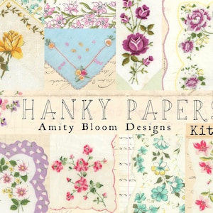 Vintage Hankies Paper Kit 1 | Vintage Decorative Floral Paper Kit