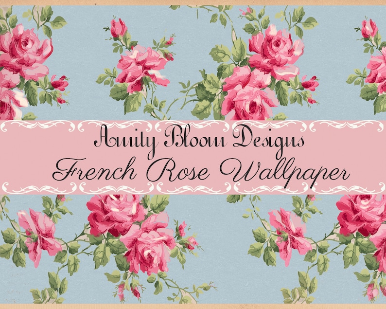 French Roses Background French Rose Wallpaper | Antique Wallpaper | Vintage Paper - Etsy