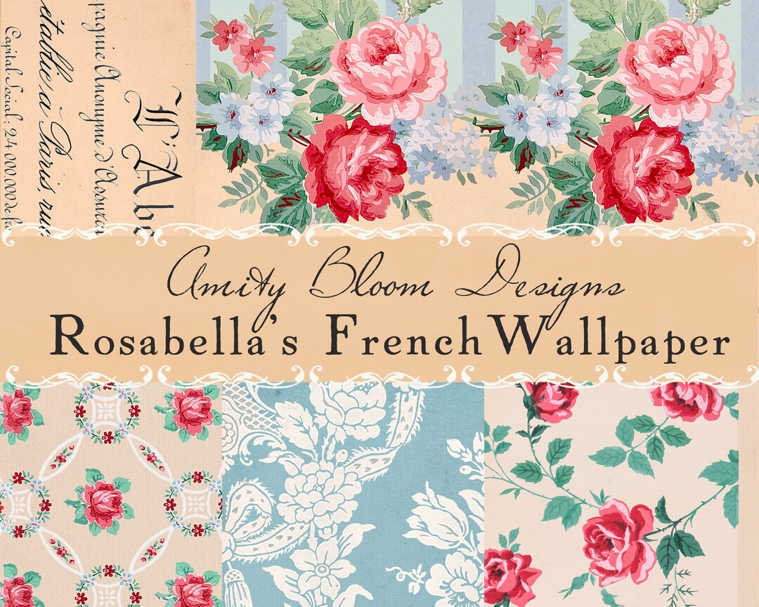French Roses Background Rosabella's French Floral Wallpaper Kit 1 | Decorative Antique French ...