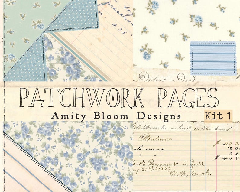 Patchwork Pages Quilted Paper Kit 1 | Slow Stiched Decorative Paper Kit ...