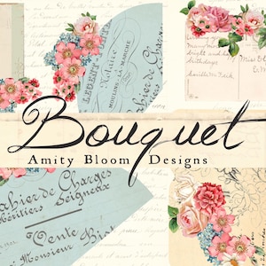 Bukett | Dekorativ blommig pappersbukett med ficka och kuvertkit | Journal Ephemera bild 4