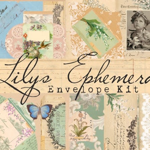 Lilien Umschlag & Ephemera Kit | Vintage Dekorpapier |