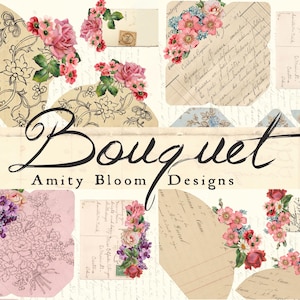 Bukett | Dekorativ blommig pappersbukett med ficka och kuvertkit | Journal Ephemera bild 2