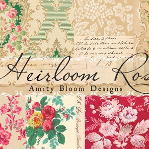Papel tapiz antiguo decorativo / Kit de papel vintage / Heirloom Rose