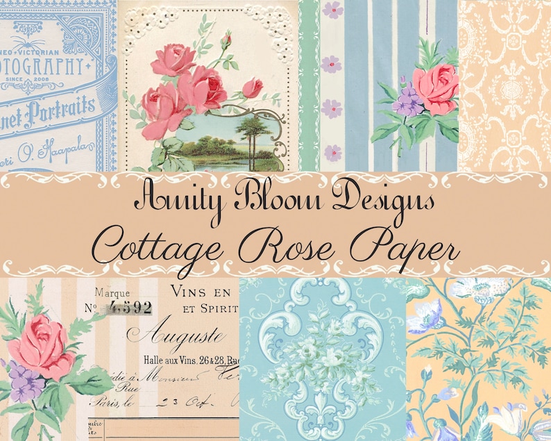 Cottage Rose Paper | Decorative Antique Papers | Vintage Papers - Etsy