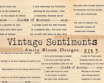 Vintage Journal Sentiments & Phrases | Seeds of Summer | Digital Download