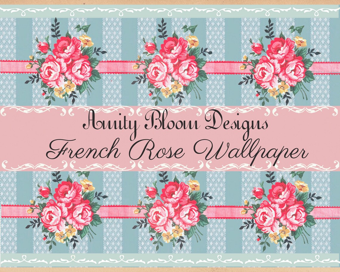 French Roses Background French Rose Wallpaper | Antique Wallpaper | Vintage Paper - Etsy
