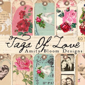 Tags Der Liebe Ephemera Kit | Vintage Dekorative Papier Tags | 60 Anhänger