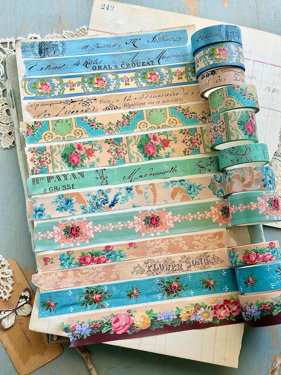 French Victorian Artist Tape Bundle | Set Of 11 Designer Floral Washi Tape | Vintage Floral Inspired Washi Tape