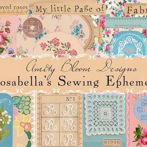 Rosabellas Ephemera Sewing Kit | Vintage Dekoratives Papier & Ephemera Kit | Interaktives Journaling