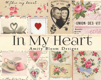 In My Heart | Decorative Vintage Paper Artist Kit | Polaroid Photos