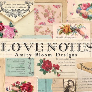 Liefdesbriefjes | Vintage decoratief papier kunstenaarsdagboek kit | Envelopzakken