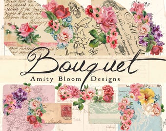 Ramo / Kit de sobre y bolsillo para ramo de flores de papel decorativo / Artículos de papelería para diario