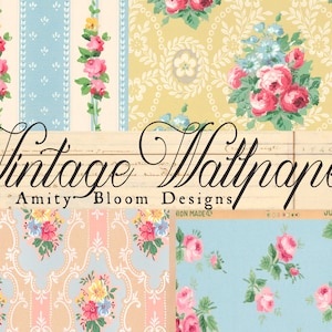 Tapeta w kwiaty w stylu vintage | Papier dekoracyjny w stylu antycznym