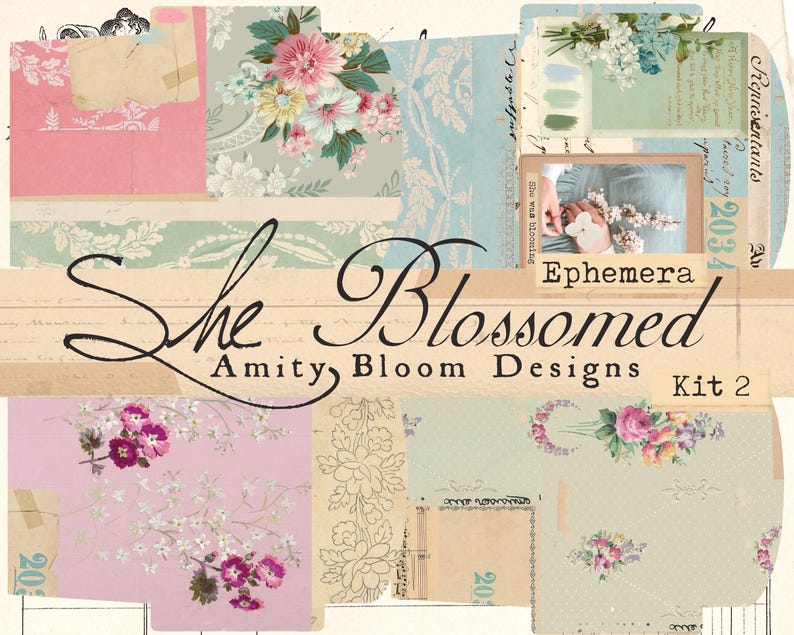 She Blossomed Ephemera Kit | Vintage Decorative Paper| 13 Envelopes ...
