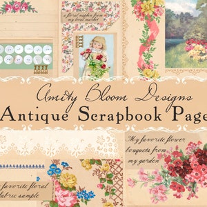 Antyczne strony pamiętnika z koncepcją scrapbooka | Papiery do dziennika vintage