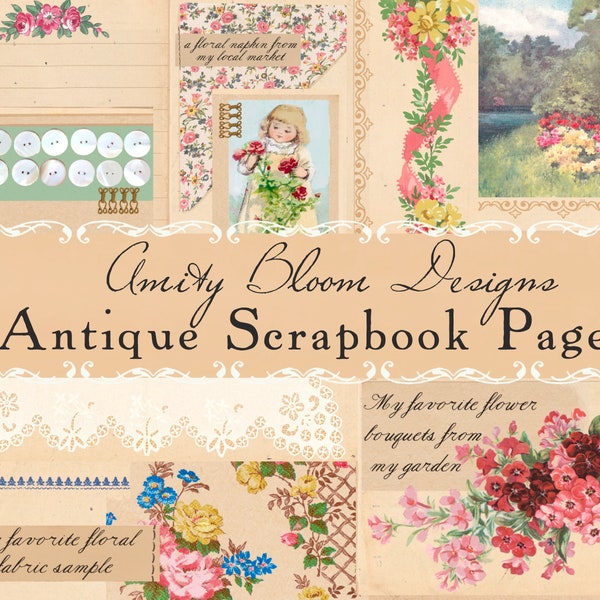 Antique Scrapbook Concept Diary Pages | Vintage Journaling Papers