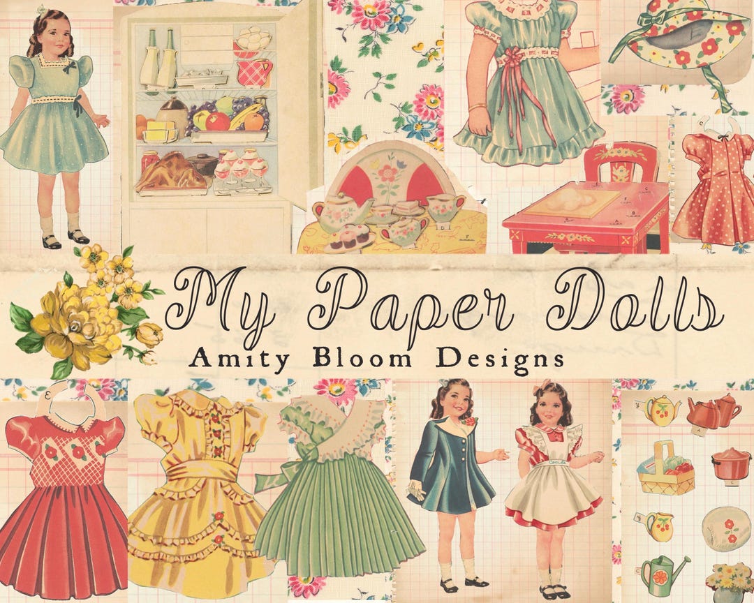 My Vintage Paper Dolls Kit | Vintage Paper Doll & Dollhouse Ephemera ...