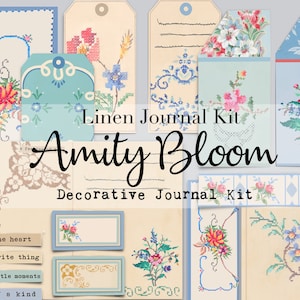 Embroidered Linen Journal Kit | Digital Journal & Ephemera