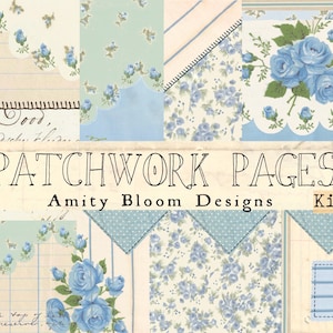 Patchwork Seiten Quilted Paper Kit 1 |  Slow Stiched Paper Kit | Vintage Papier