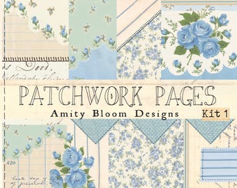 Patchwork Pages Quilted Paper Kit 1 |  Slow Stiched Decorative Paper Kit | Vintage Paper