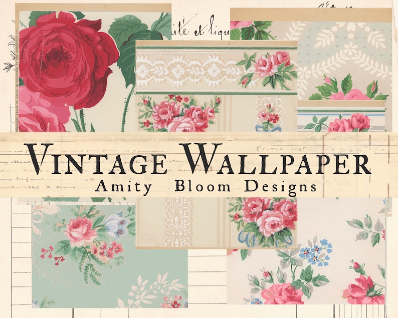 Vintage Wallpaper Kit | Decorative Antique Papers | Floral Paper - Etsy