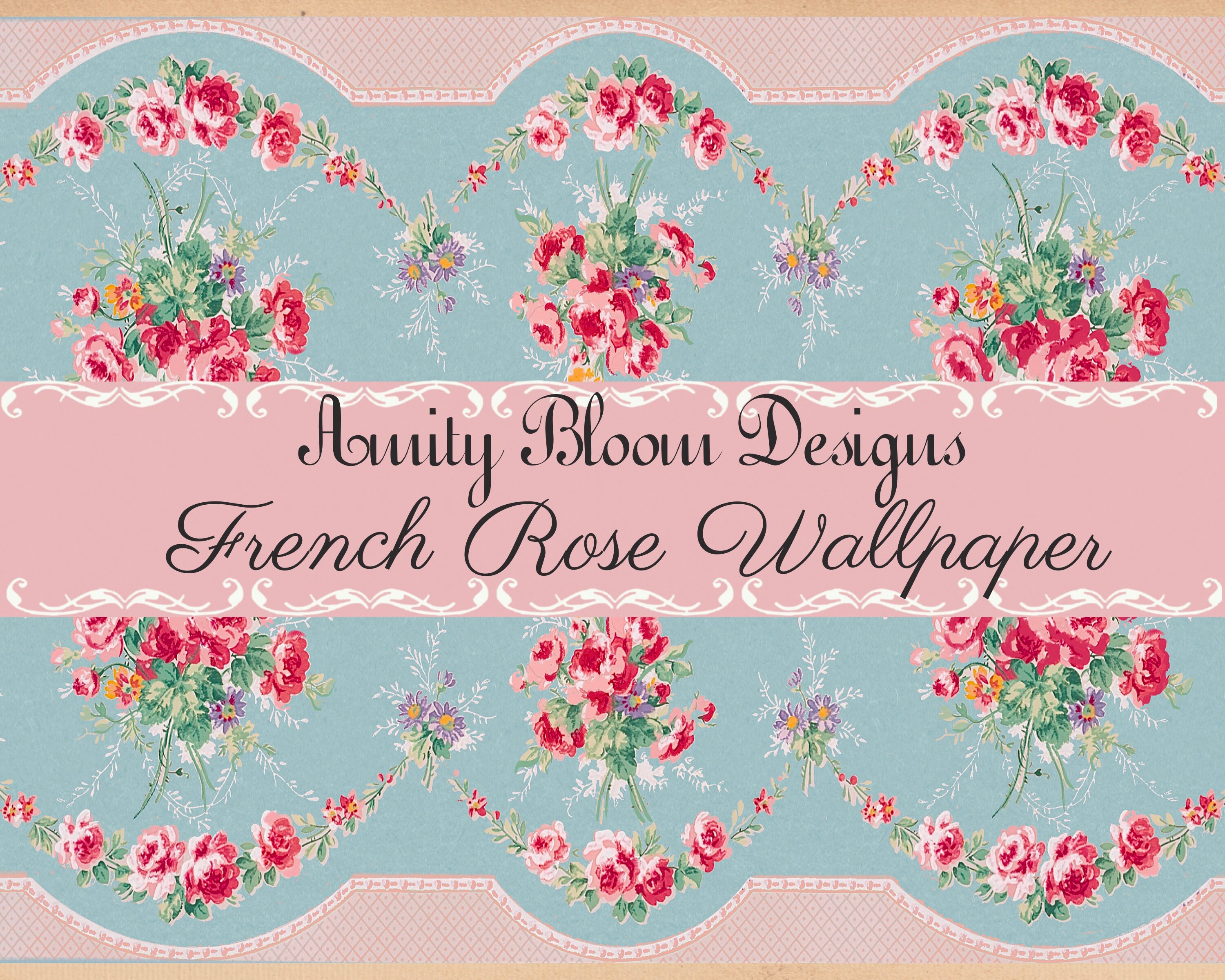 French Roses Background French Rose Wallpaper | Antique Wallpaper | Vintage Paper - Etsy