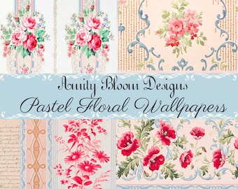 Pastel Floral Wallpaper | Antique Wallpaper | Vintage Floral Paper
