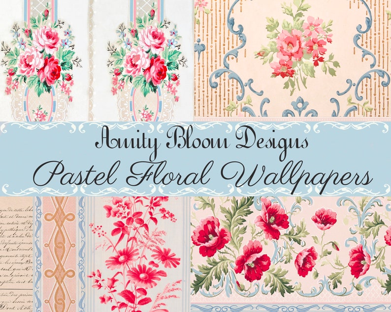 Pastel Floral Wallpaper | Antique Wallpaper | Vintage Floral Paper - Etsy