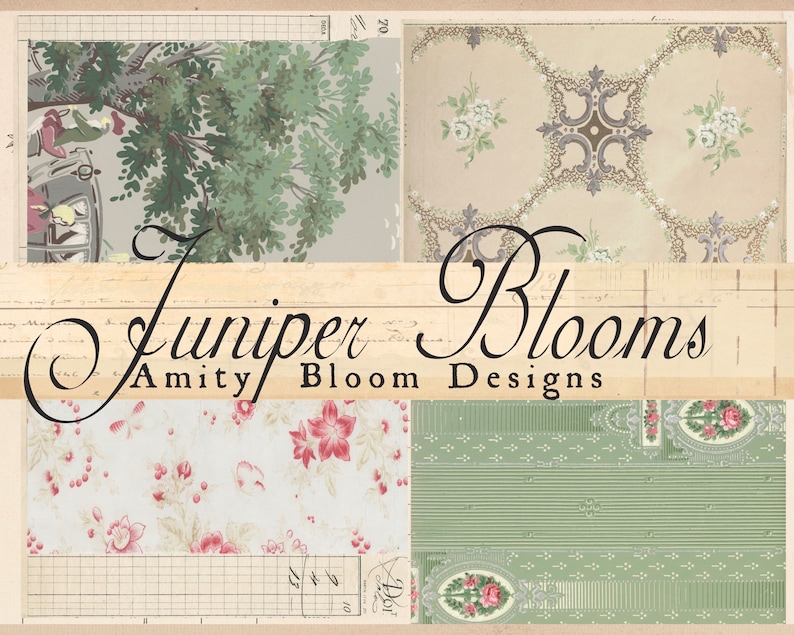 Juniper Blooms | Vintage Decorative Paper Kit - Etsy