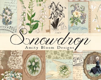 Snowdrop | Vintage Decorative Paper & Journal Artist Kit | Journaling Kit