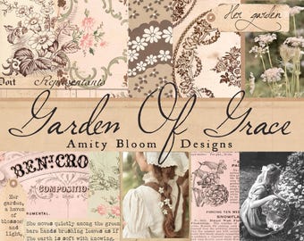 Her Garden Of Grace | Vintage Decorative Poetry Paper & Journal Artist Kit