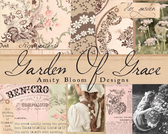 Her Garden Of Grace | Vintage Decorative Poetry Paper & Journal Artist Kit