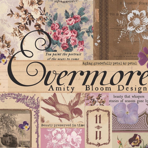 Evermore / Kit de artista de diario y papel decorativo vintage