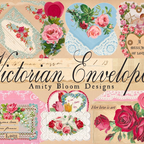 Victorian Envelopes Of Love Creative Layered Heirloom Envelope Kit | Vintage Decorative Ephemera Kit |