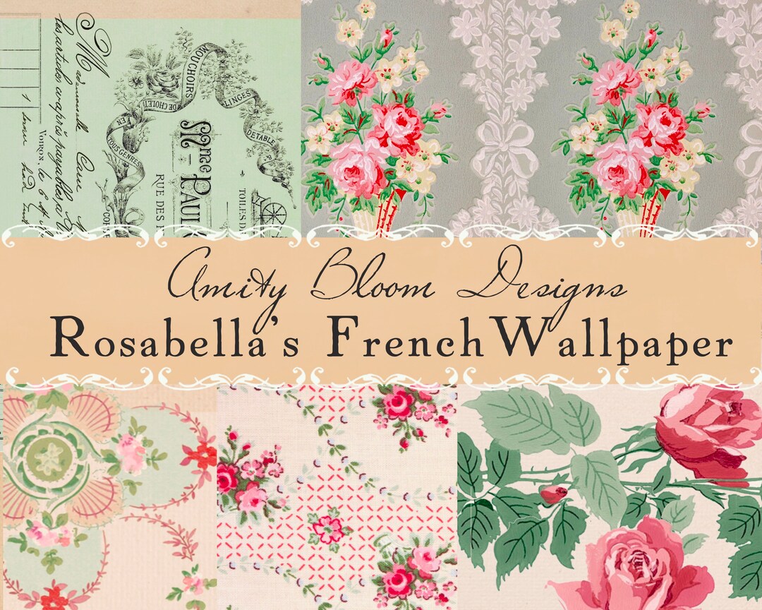 French Roses Background Rosabella's French Floral Wallpaper Kit 2 | Decorative Antique French ...