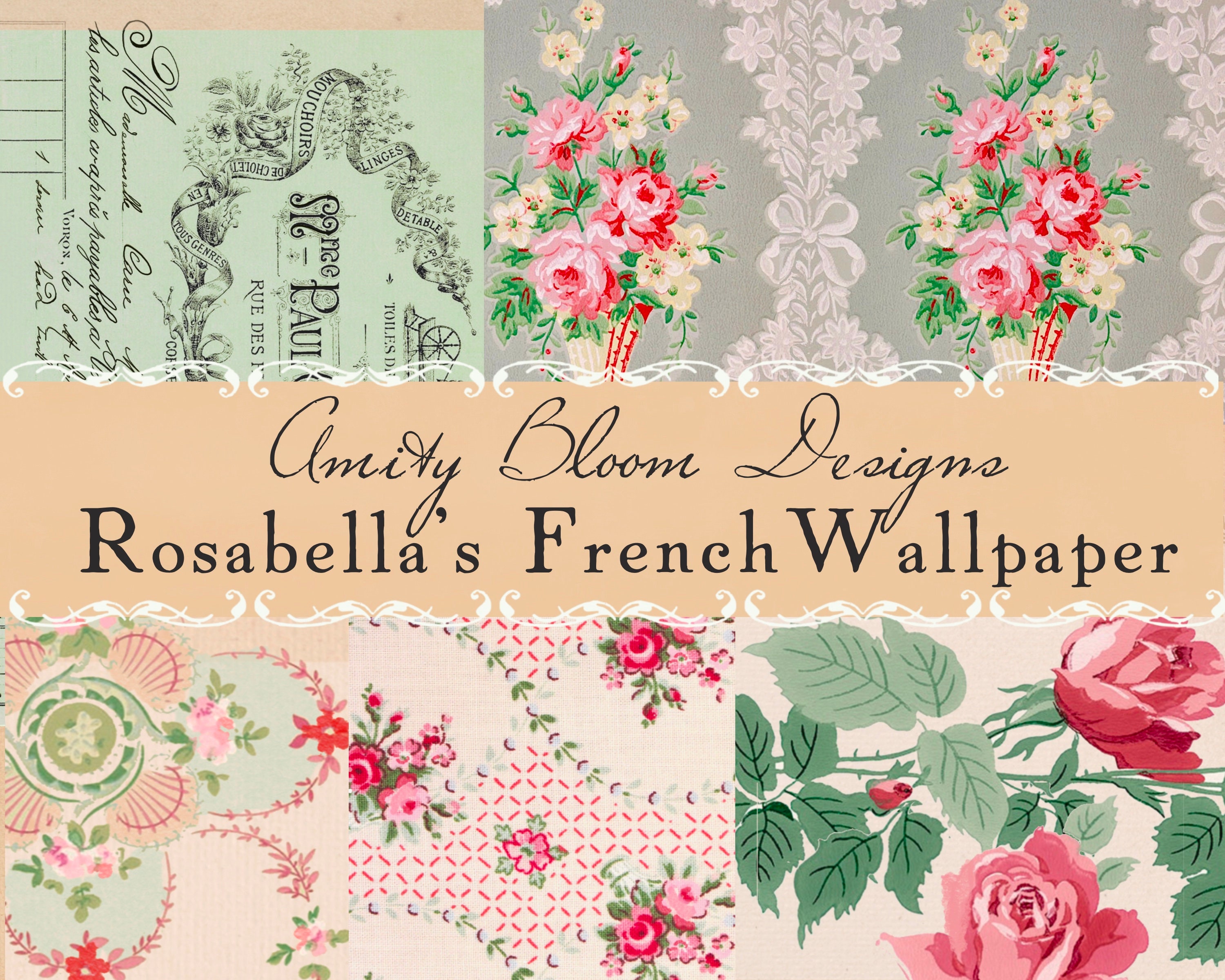 Rosabella’s French Floral Wallpaper Kit 2 Decorative - Etsy