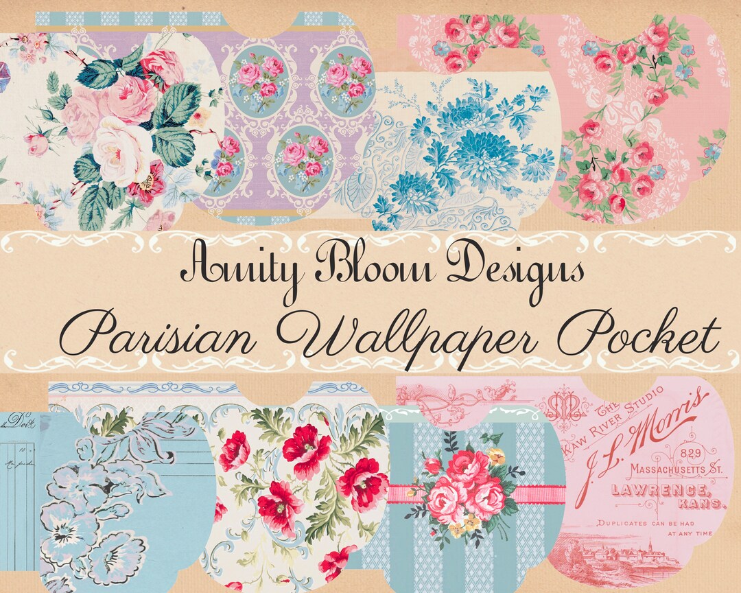 Parisian Wallpaper Pocket Antique Pocket Floral Pocket - Etsy
